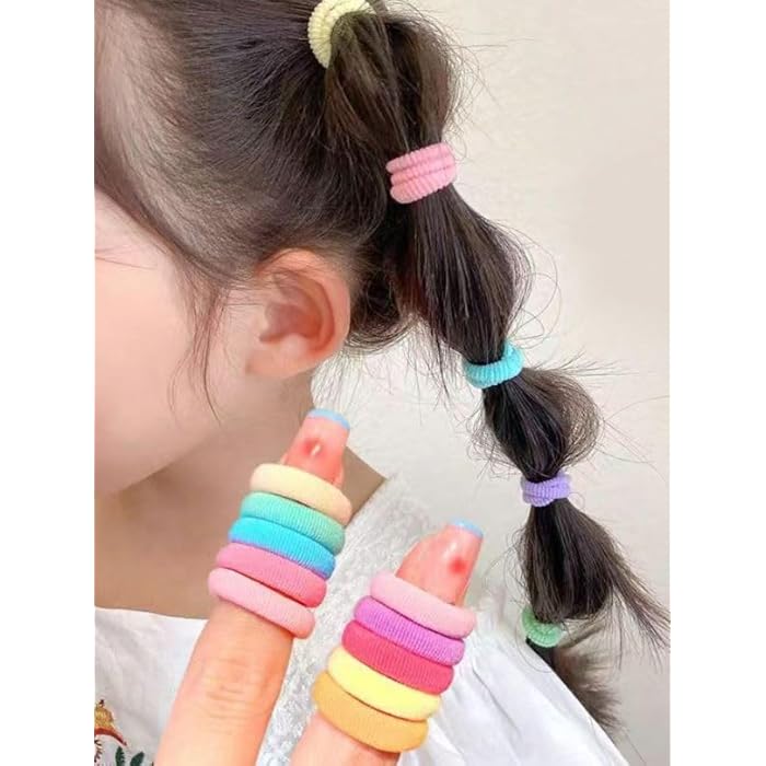 Pastel Hair Ties Set with Storage Bag, Soft Elastic Bands Multicolor (Small 150pc) - Image 3